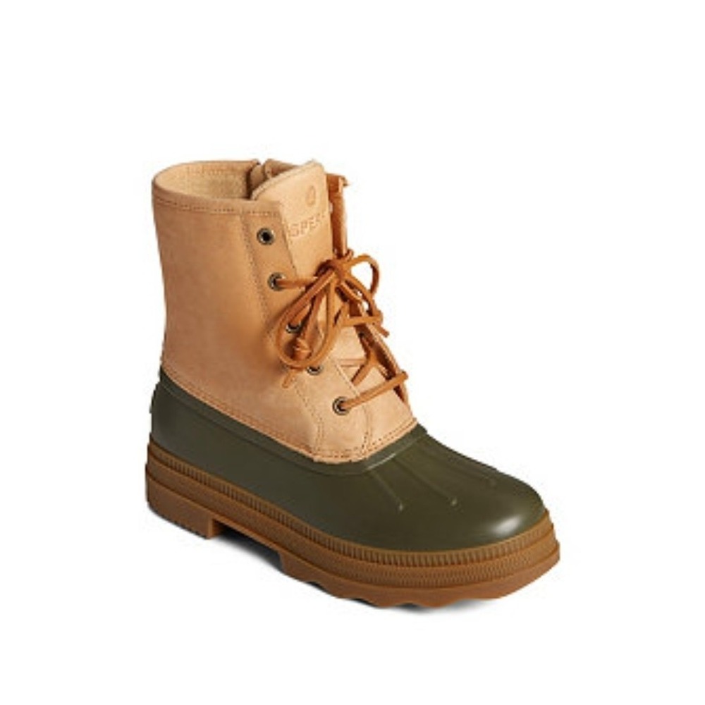 Sperry Women's Saltwater 2.0 Leather Waterproof Boots Tan/Green Sz 9 NEW! $120